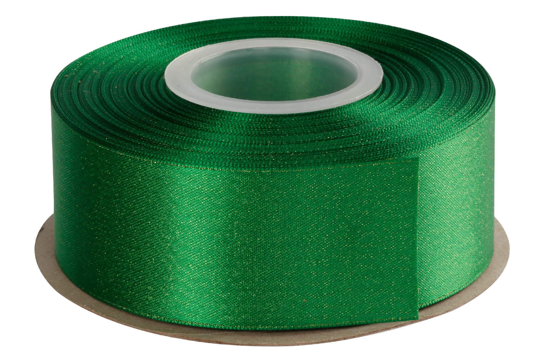 Joycrosso Emerald Double Faced Glitter Ribbon, Luxury Gold Purl Ribbon, 38mm x 22 Meters, Great for Gift Wrapping Wedding Decoration Floral Arrangement