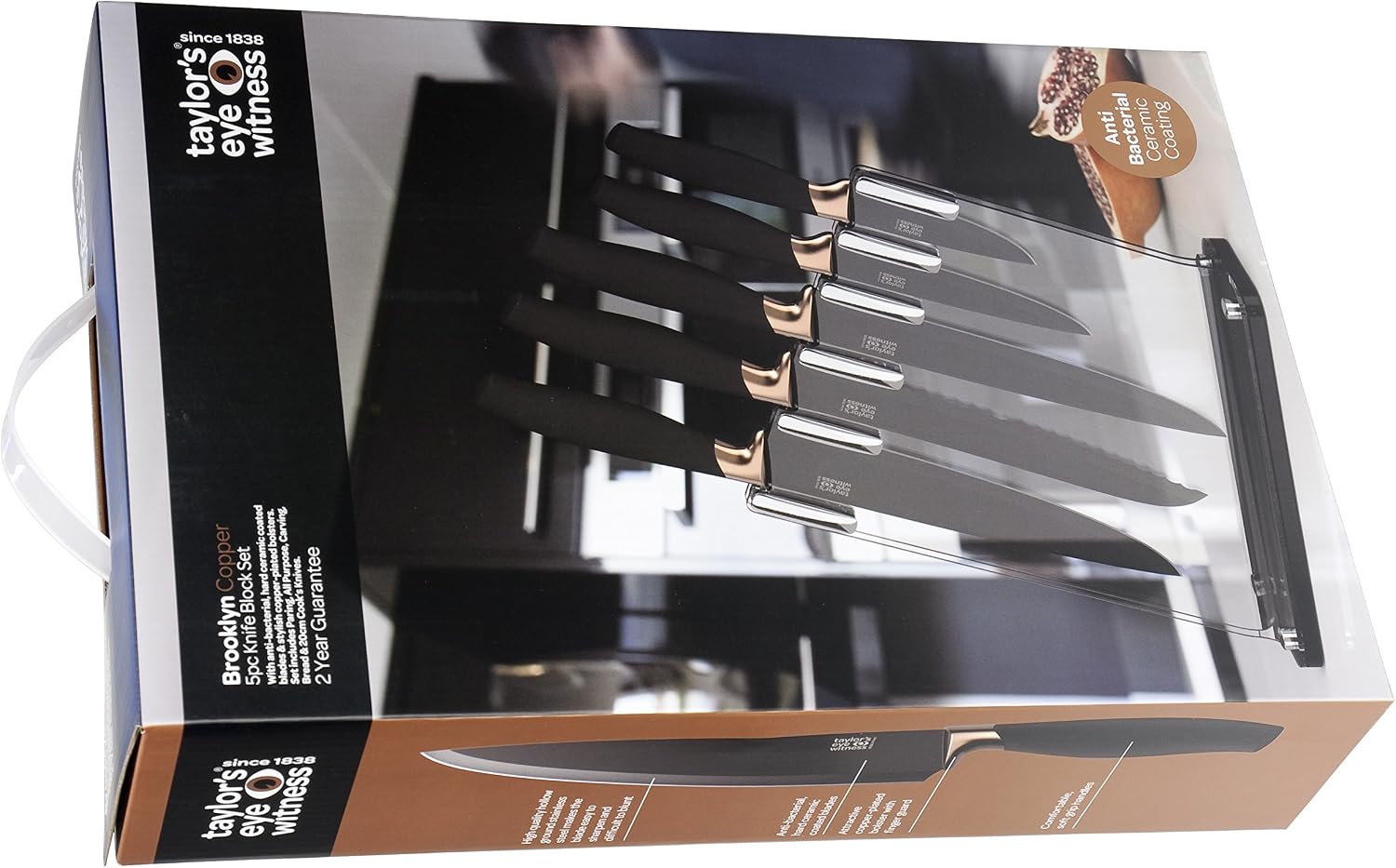 5pc Kitchen Knife Set & Block - Image 3