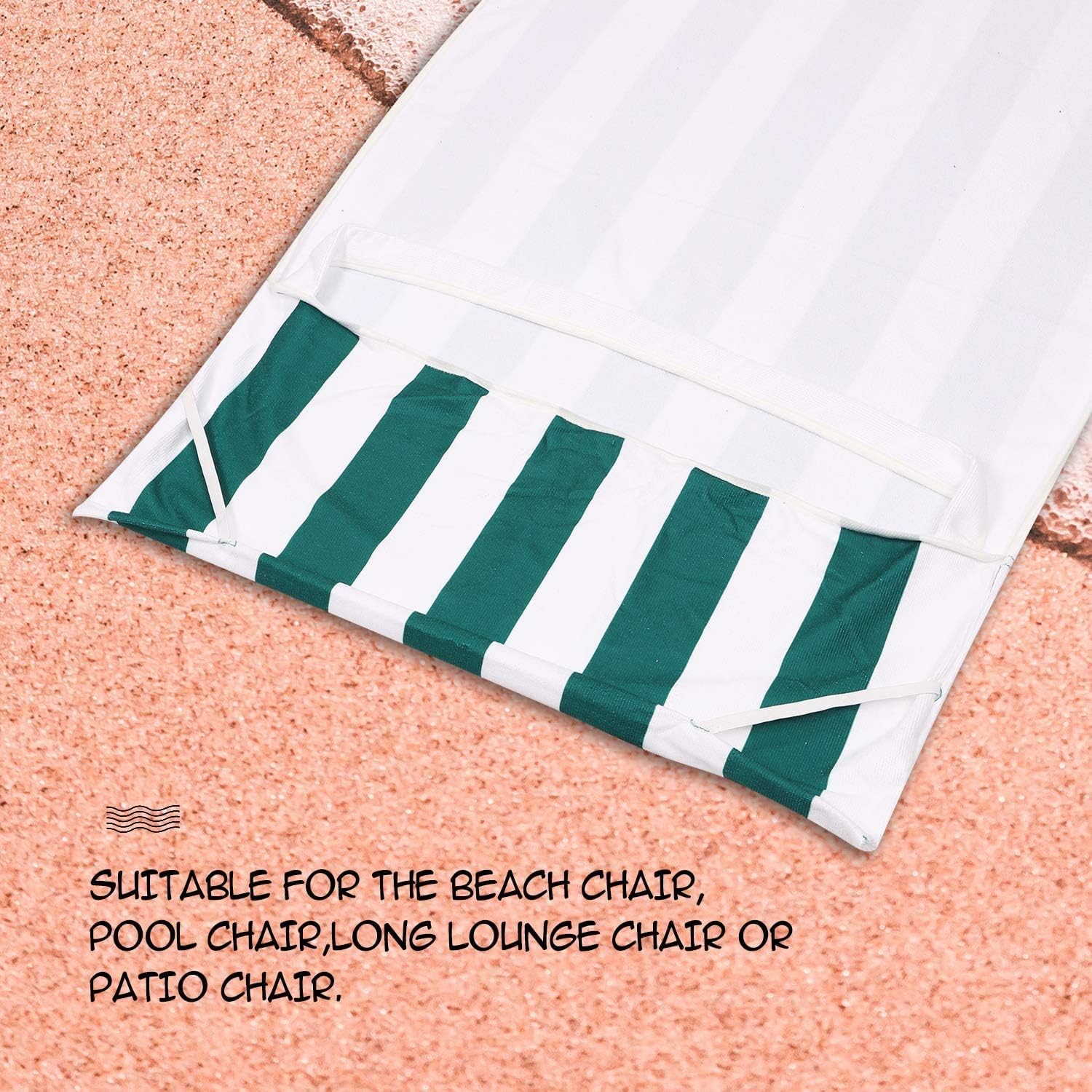 Lounge Chair Cover,Microfiber Beach Towel Cover Patio Chairs and Recliners Cover,Chaise Lounge Chair Cover Sun Lounger with Pockets for Pool,Hotel,Vacation,Sunbathing Fast Drying Terry Towel (Y12): Kitchen & Dining