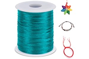 LEREATI 1.5mm Nylon Cord 328 Feet Satin Rattail Cord Nylon String for Bracelets Making, Jewelry String Macrame Cord Bracelet Thread for Necklace Chinese Knotting Beading Jewelry (Turquoise Blue)
