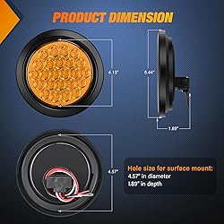 Nilight 4Inch Round Trailer Tail Light 2PCS 24LED