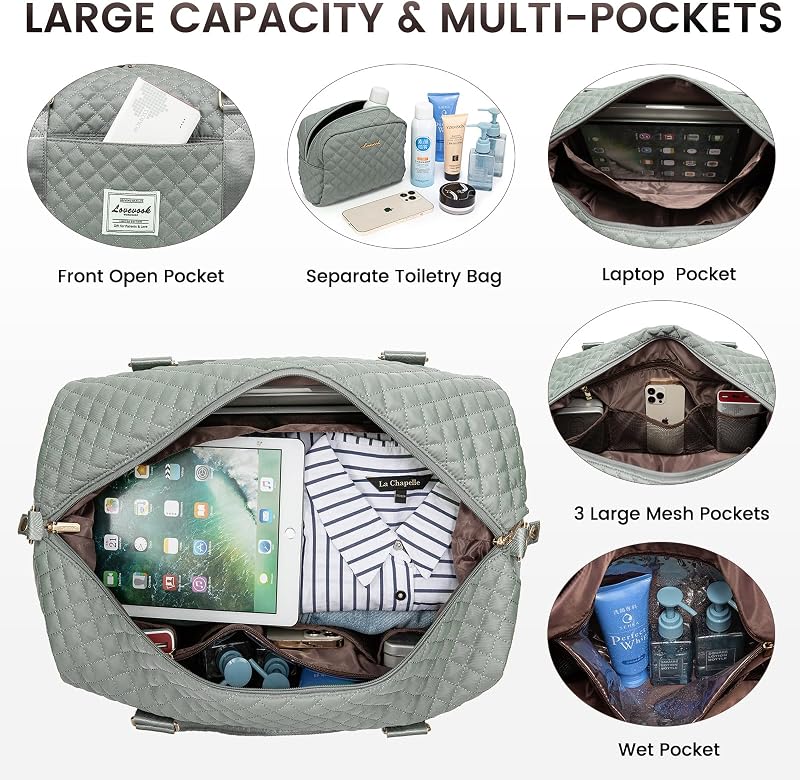 Sporttasche Reisetasche Damen Groß Weekender Travel Duffle Bag mit Kulturbeutel Handgepäck Tasche mit Schuhfach Kliniktasche Geburt Mama Set Wasserdicht für Flugzeug Reise Gym Camping