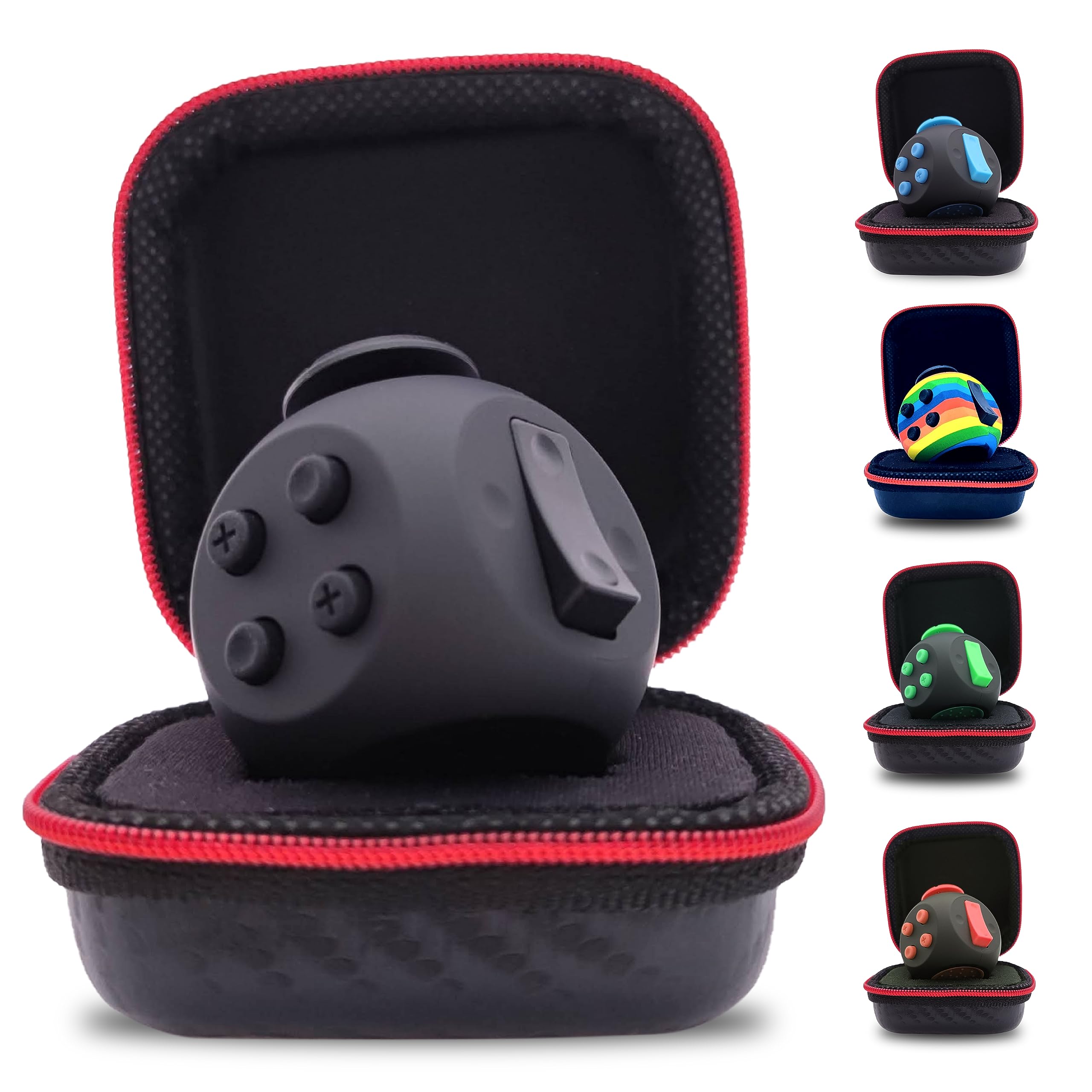 PILPOC theFube Fidget Cube - Deluxe Authentic Fidget Toys for Adults & Kids - Premium Protective Case, Stress Cube, Anxiety Toys, ADHD, OCD, Autism. Quiet Sides & Fidget Clicker Toy (Black)