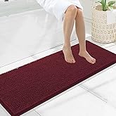 Smiry Luxury Chenille Bathroom Rugs 47x17, Extra Soft and Absorbent Shaggy Bath Mat, Machine Washable, Non-Slip Plush Carpet Runner for Tub, Shower, and Floor, Home Decor Accessories, Burgundy