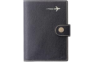 BORGASETS Genuine Leather Passport Case, RFID Passport Cover with Credit Card Holder for Women and Men Family ID Travel