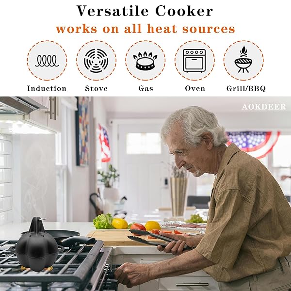 AOKDEER GARLIC ROASTER & SMOKER BOX FOR GRILL OVEN, ALL-SEASON CAST IRON STEAMER POT, PERFECT FOR OVEN AND BBQ, FOR SMOKY, FLAVORFUL VEGETABLES, MEATS OR WOOD CHIPS, GARLIC POTATO COOKER