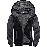 SCODI Hoodies for Men Heavyweight Fleece Sweatshirt - Full Zip Up Thick Sherpa Lined Hooded Jacket