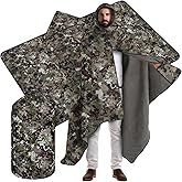 VitalCozy 55" x 95" Waterproof Woobie Camo Blanket for Hunting Extra Outdoor Stadium Blankets Sherpa Lining with Hood and Storage Pocket for Deer Duck Hunting Gear Blind Accessories(Camo)