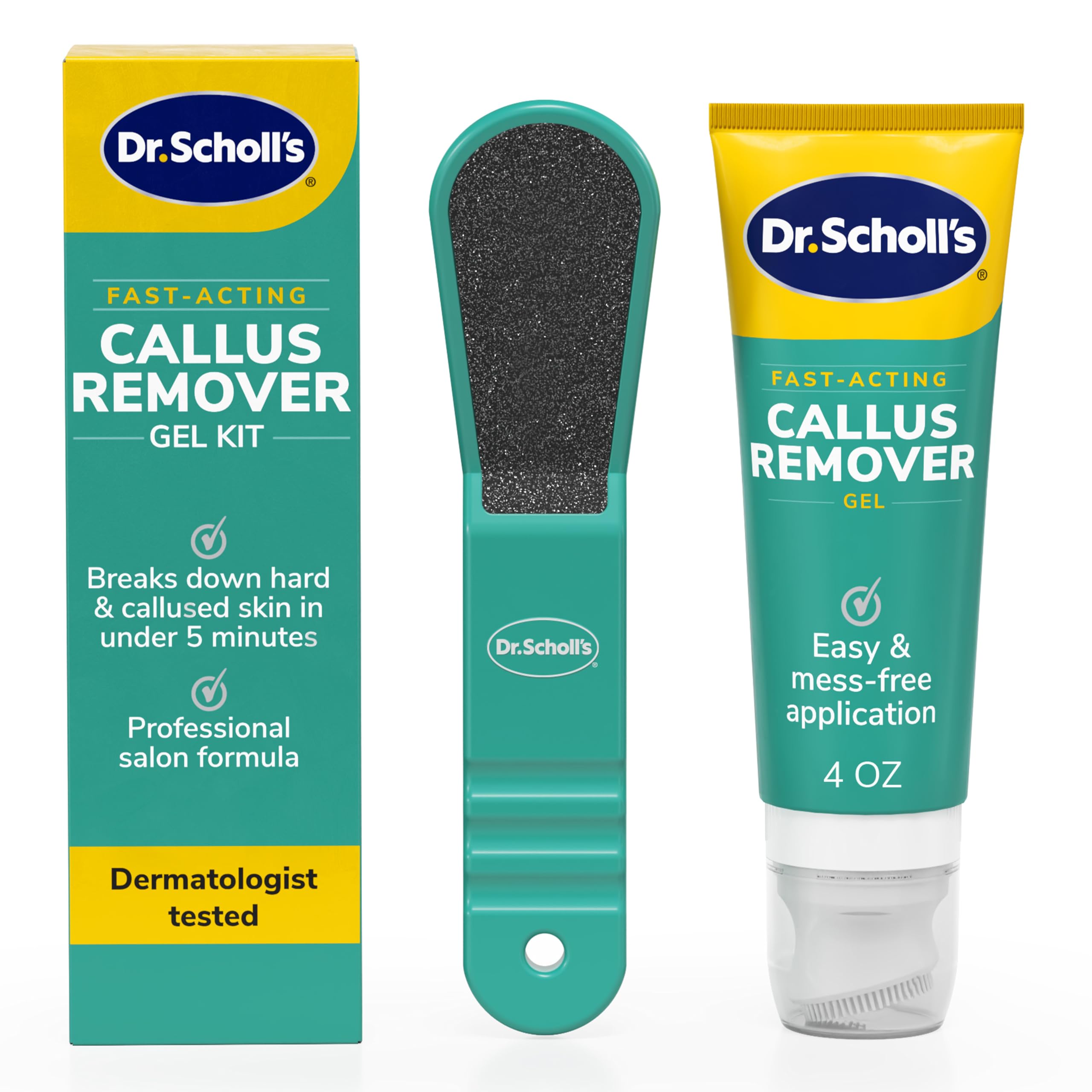 Photo 1 of Dr. Scholl's Fast Acting Callus Remover Gel Kit, Hard Skin Removal, Smooth Soft Feet in Minutes, Salon Professional Formula, Mess Free Application, Exfoliating Foot File Pedicure Tool Included