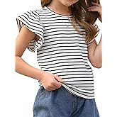 Ecolala Girls' Summer Shirts Cute Tops Ruffle Sleeve Crew Neck Casual Tees