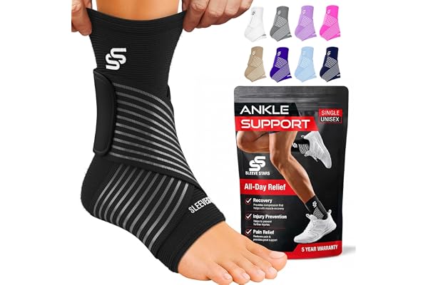 Sleeve Stars Ankle Brace for Women & Men, Ankle Wrap for Sprained Ankle, Compression Sleeve for Plantar Fasciitis Relief, Eas