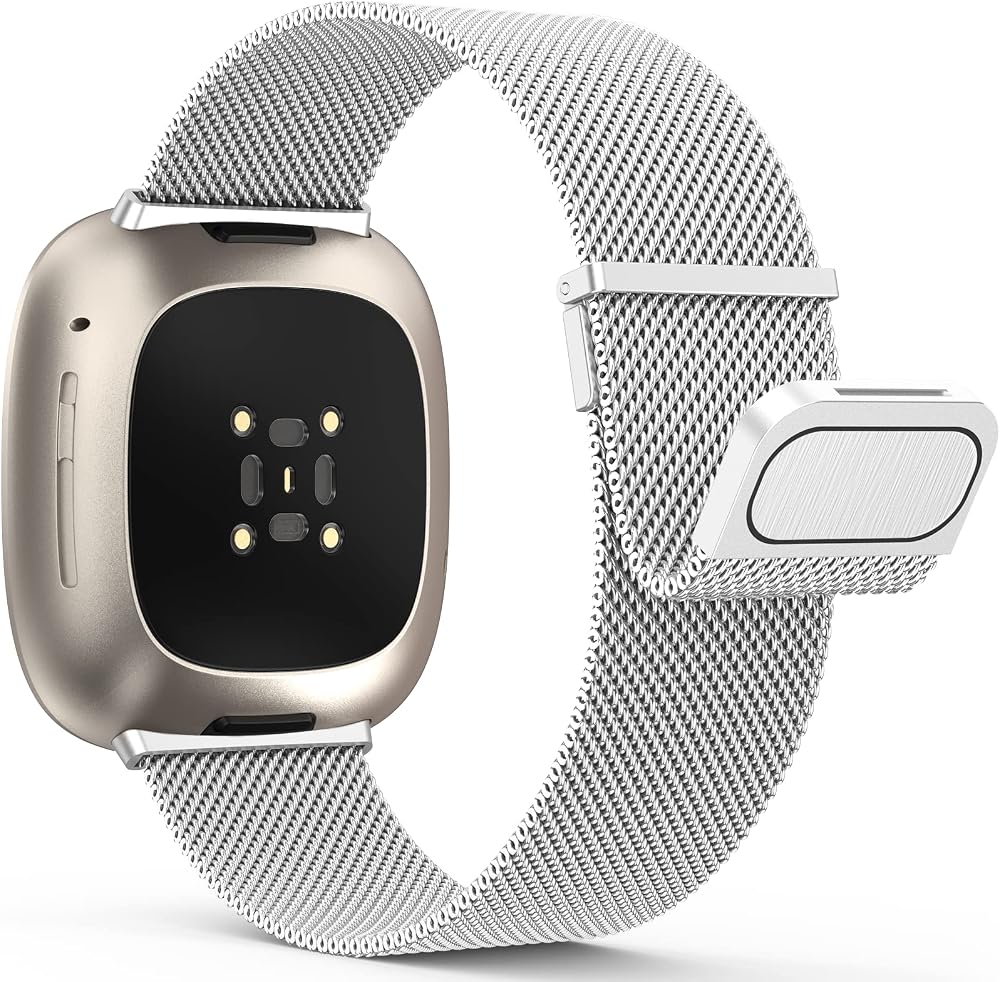 Yoohoo Stainless Steel Strap for Fitbit Versa 3/4 Sense 2 with Double Magnetic