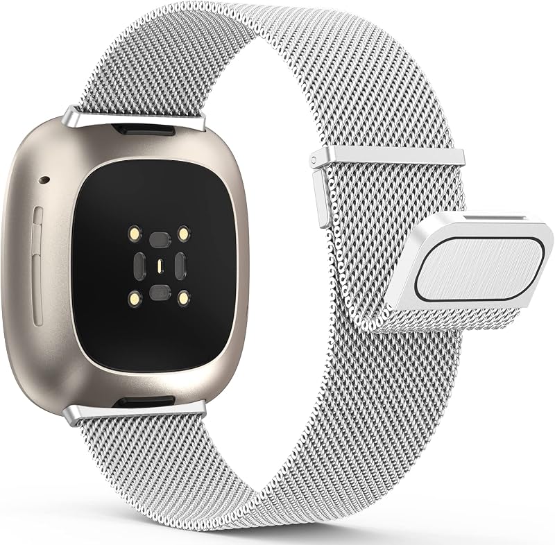 Yoohoo Stainless Steel Strap for Fitbit Versa 3/4 Sense 2 with Double Magnetic