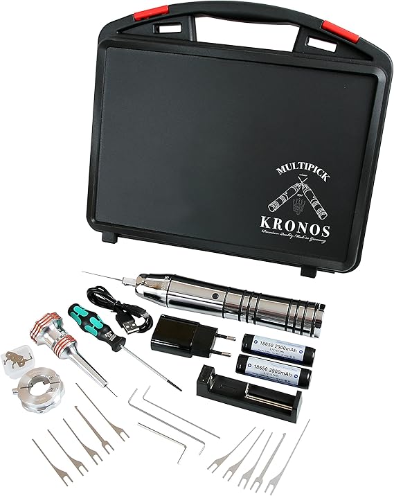 Electric Lock Pick Gun Set Complete with HardShell Plastic Carry Case