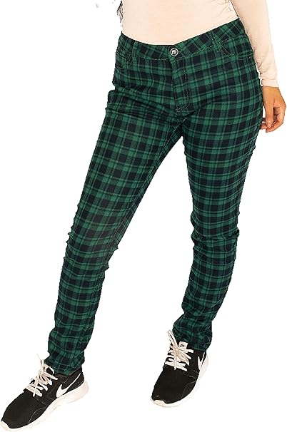 dark green tartan trousers