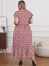 Moon Wood Women's 2025 Plus Size Casual Dress Crew
