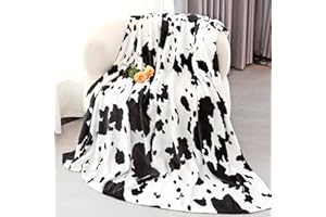 IMUKU Cow Print Blanket Soft Black and White Fleece Throw Warm Cozy Lightweight Couch Blanket Cute Cow Stuff Gifts for Women Girls Kids Mom Teens Boys
