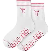 CoolMate Pilates Socks with Grips for Women, Yoga Socks, Crew Non Slip Women for Barre, Valentines Day Gifts for Her