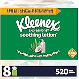 Kleenex Soothing Lotion Facial Tissues with Coconut Oil, Aloe & Vitamin E, 8 Cube Boxes, 65 Tissues Per Box (520 Total Tissue