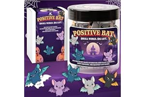KATINAT Positive Bat Jar, Emotional Inspirational Support Bats with 60 Affiramtion Cards, Halloween Gifts for Women Kids Teens Friends, Boo Halloween Basket Stuffers for Women