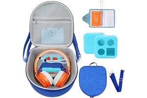 MGZNMTY Hard Case Compatible with Yoto Mini (2024 Edition), 3-in-1 Travel Bundle: Silicone Cover + Case with Shoulder Strap (Fits Mini Player & Headphones) + Up to 10 Card Holder for YOTO Cards (Blue)