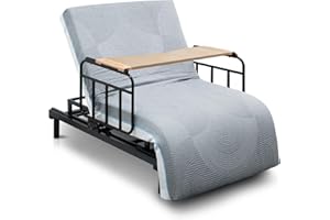 LEGENDSTONE Adjustable Hospital Bed for Seniors Elderly with Mattress, Electric Lift Bed with Remote, Head&Foot Incline, Fall-Safe Rails & Meal Tray,Adjustable Bed Base for Safe Standing/Lying Aid/Sitting,Twin XL