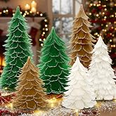 Threehoney 6 Pcs Christmas Feather Tree with Glitter Tips, Gold,White,Green | 6", 8", 12", Feather Xmas Tree Centerpieces, Table Desk Tabletop Decor, Christmas Decorations for Home, Winter Wedding Party