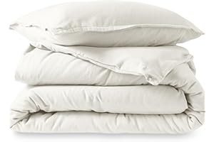 Bare Home Flannel Duvet Cover Set - Extra Long - 100% Cotton, Velvety Soft Heavyweight Premium Flannel, Double Brushed - Includes Sham Pillow Covers (Twin/Twin XL, Cream)