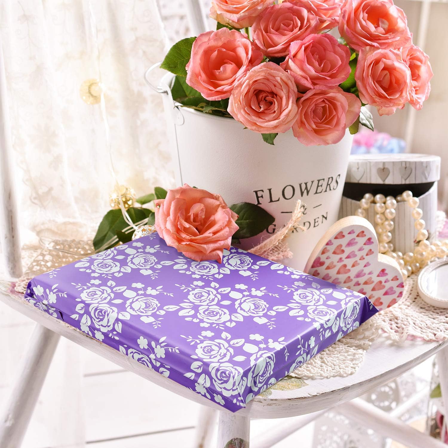 Metronic 10X13 Rose Floral Pattern 100 Pack Poly Mailers Envelope Plastic Custom Mailing & Shipping Bags - Self Seal in Purple : Office Products