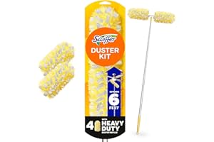 Swiffer Duster Kit with 1.8 m Extendable Handle, Heavy Duty Dusting Starter Kit with 4 Refills, for Ceiling Fans, Vents and H