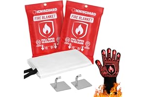 IGNISGUARD Fire Blankets Emergency for Home, 2 Pack 40"x40", Fiberglass Emergency Fire Blanket for Home and Kitchen, RV, Fireplace, Camping, Grill, Office, Warehouse