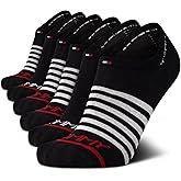 Tommy Hilfiger Mens No Show Socks - 6 Pack Cotton Blend Stretch Soft Cushioned Casual Athletic Sports Liners Low Cut Socks