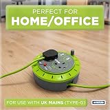 Status 2 Socket Cable Reel 5m Green Extension Lead 13A Thermal Cut Out view 3