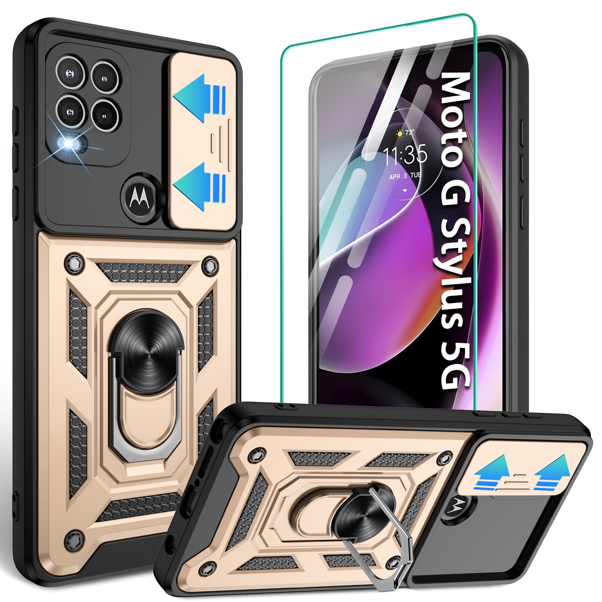 for Moto G-Stylus-5G-Case with Slide Camera