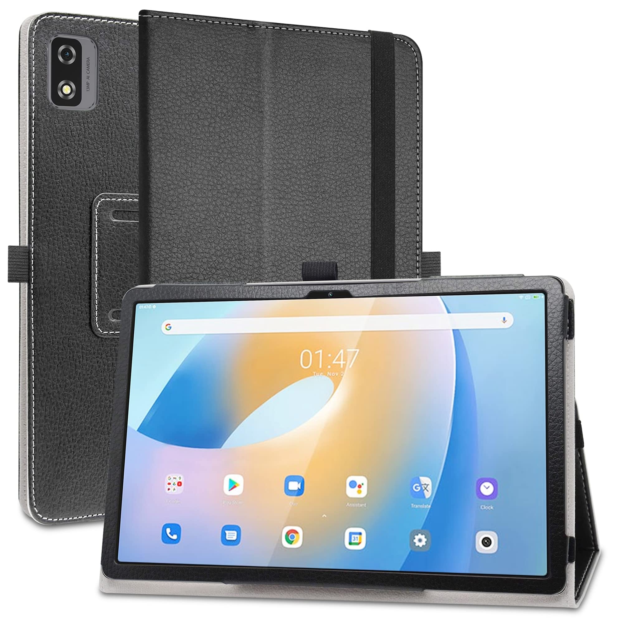 MAMA MOUTH Compatible with Blackview Tab 12 Case,Slim Folio Folding Stand PU Leather Cover for 10.1" Blackview Tab 12 / Blackview Tab 12 Pro Tablet,Black