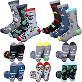 Haysandy 6 Pairs Motorcycle Socks Gift for Men, Funny Novelty Accessories | Colorful Motorbike Patterns with Funny Sayings on Sole, Ideal for Motorbike Riders Father Friend Husband, Comfortable