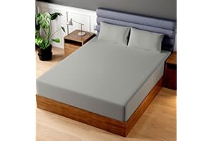 Superity Linen Fitted Sheet - 100% Cotton King Size Mattress Cover - Soft, Smooth, and Comfortable - 200 Thread Count - Bed Sheet Stretches to 16 inches for Snug Fit.
