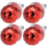 MEAJOO 4PCS Sparkle Ball License Plate Screws - Universal Anti-Theft Bolts for Car, Truck, Motorcycle - Stainless Steel Fasteners with Decorative Sparkle Ball Caps (Red)
