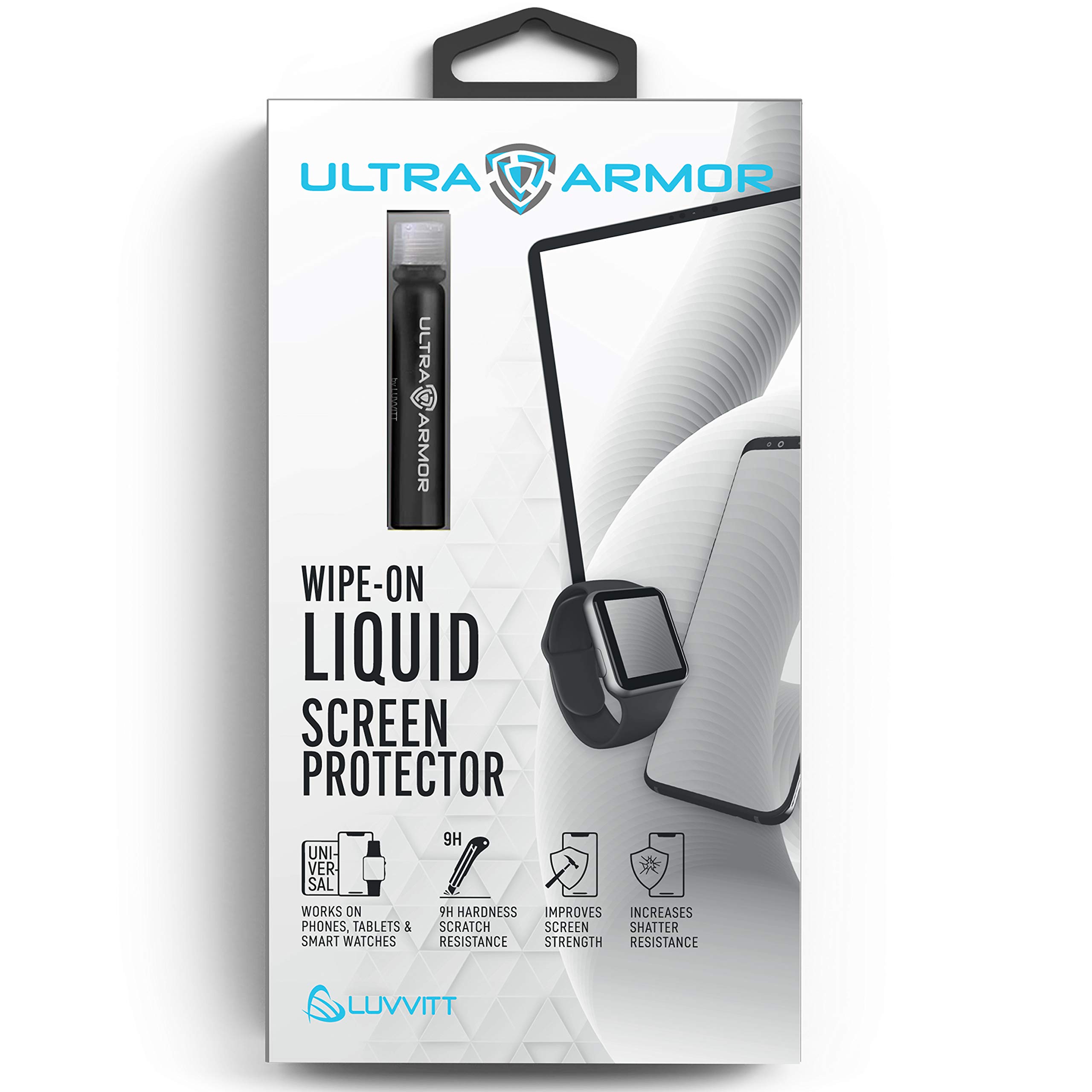 ULTRA ARMOR Liquid Glass Screen Protector for All Smartphones Tablets and Watches Wipe On Scratch and Crack Resistant Nano Protection for Up To 4 Devices - Bottle