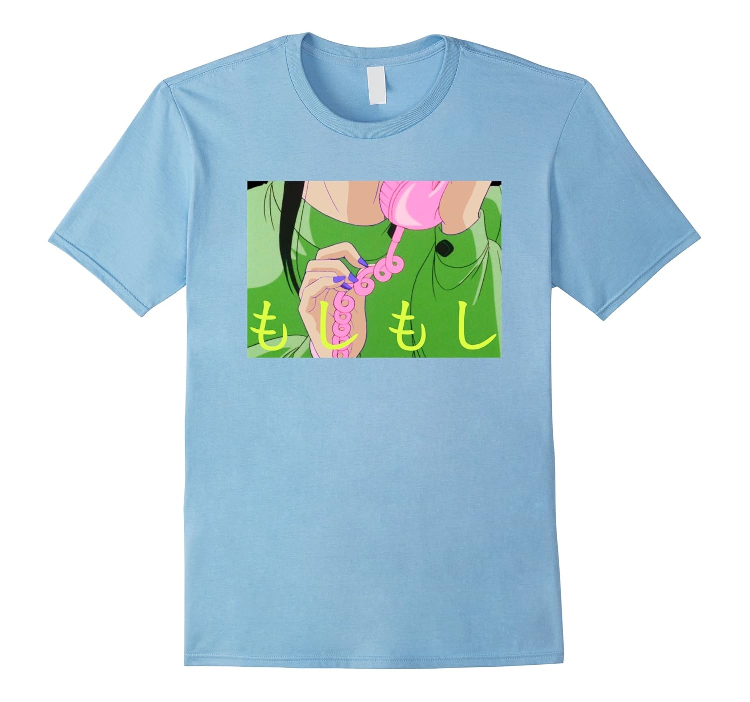 Retro Vintage Anime Moshi Moshi Vaporwave T-Shirt-Rose