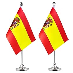 WXTWK 2 Pack Spain Flag Spanish Desk Flag Small