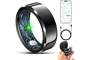 RIFESI Smart Ring for Women Men, Fashion Minimalist Fitness Ring & Sleep Tracker Ring with Heart Rate, SPO₂,Blood Pressure,5ATM Waterproof Health Ring, No Subscription,Gift(Size 8,Black)