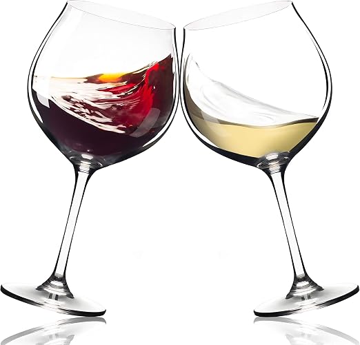 Amazon Com Season Story Extra Large Red Wine Glasses Set Of 2 Wide Rim 25 Oz Glass With Stem Crystal Balloon Xl Bowl Size 4 Cabernet Tall Stemmed Oversize Holds Whole Bottle