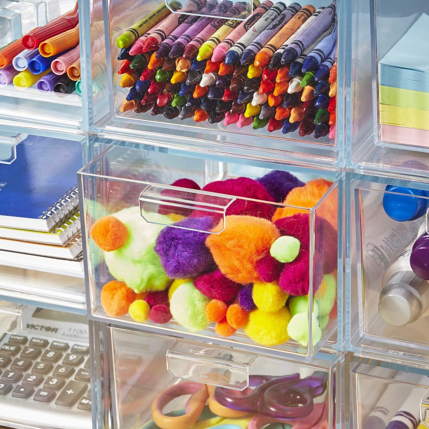 STORi Audrey Stackable Cosmetic Organizer Drawers 4-1/2" Tall | set of 2 Clear: Home & Kitchen