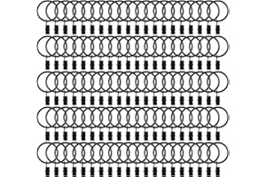 LAWEI 100 Pack Curtain Rings with Clips Hooks, 1.5 Inch Metal Curtain Clips with Ring, Rustproof Decorative Drapery Curtain C