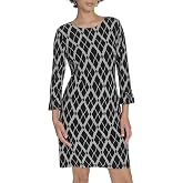 Tommy Hilfiger Women's 3/4 Ruffle Trim Sleeve Round Neck Jersey Shift Mini Dress