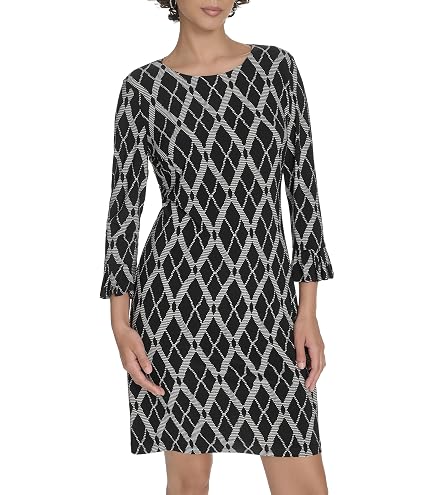 Tommy Hilfiger Women's Dress, Ivory/Black, 2 at Amazon Women's Clothing store