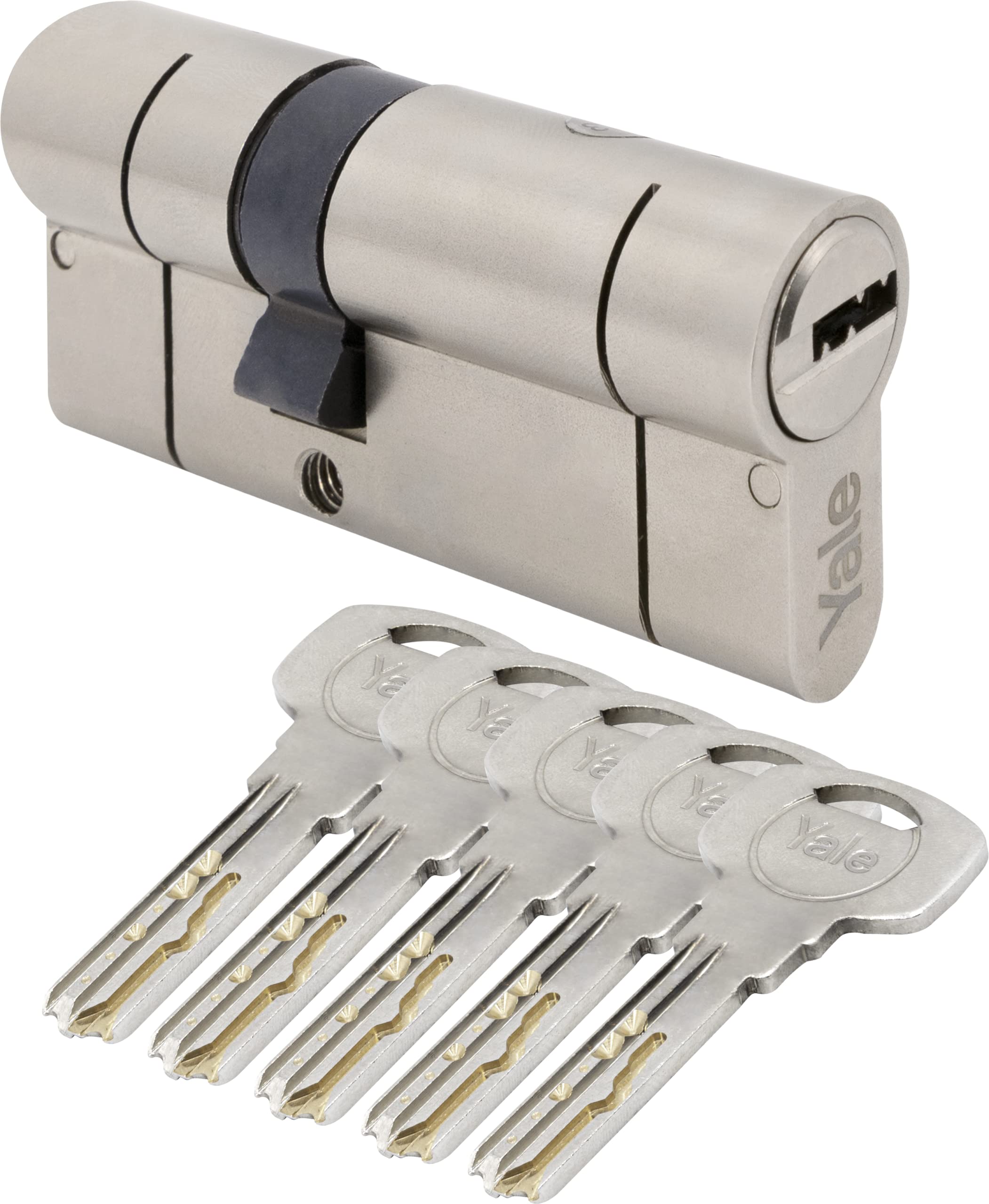 Yale Insole 2100 35/35 mm Maximum Security, Tested, Maximum Burglary Protection, Security Card, Secure Coupling Function, 5 Keys, Satin