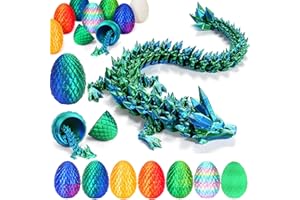 YILCER 3D Printed Dragon Egg, Mystery Crystal Dragon Egg Fidget Toys Surprise, Easter Eggs Articulated Crystal Dragon Eggs with Dragon Inside (Laser Green)