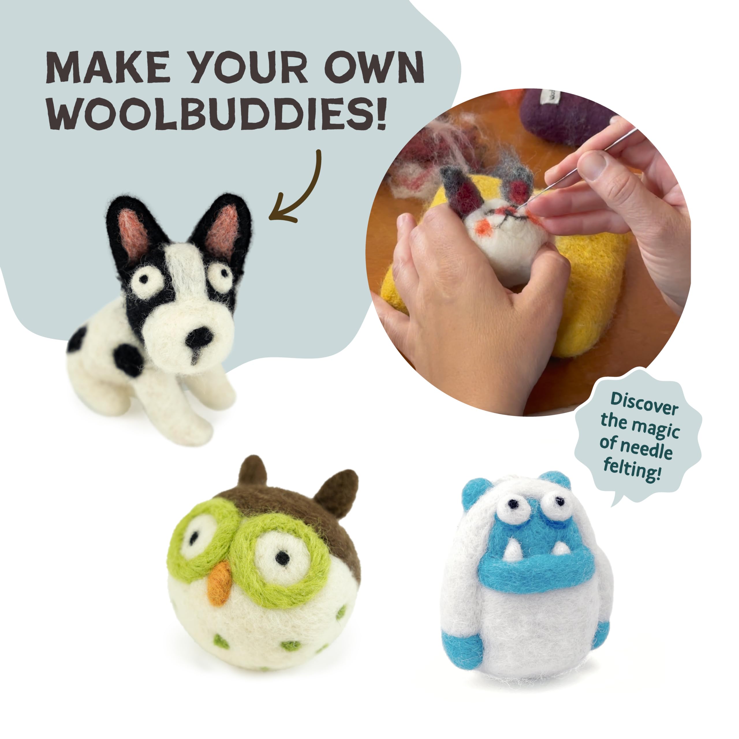 Woolbuddy Wool Felting Core Wool – Handmade Carded White for Needle & Wet Felting, Dryer Balls, Craft Pads & Chunky Yarn (8oz)